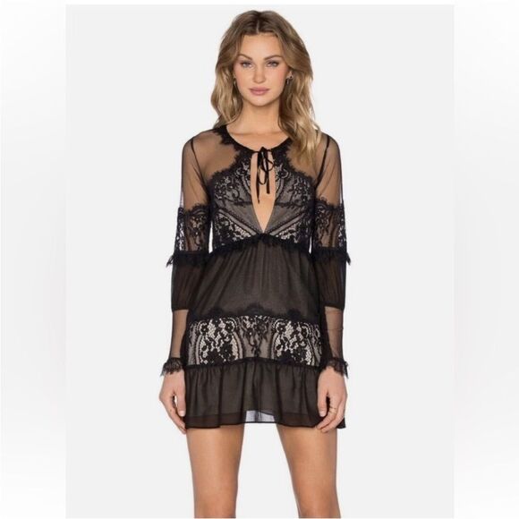 For Love And Lemons Black Lace Dress S